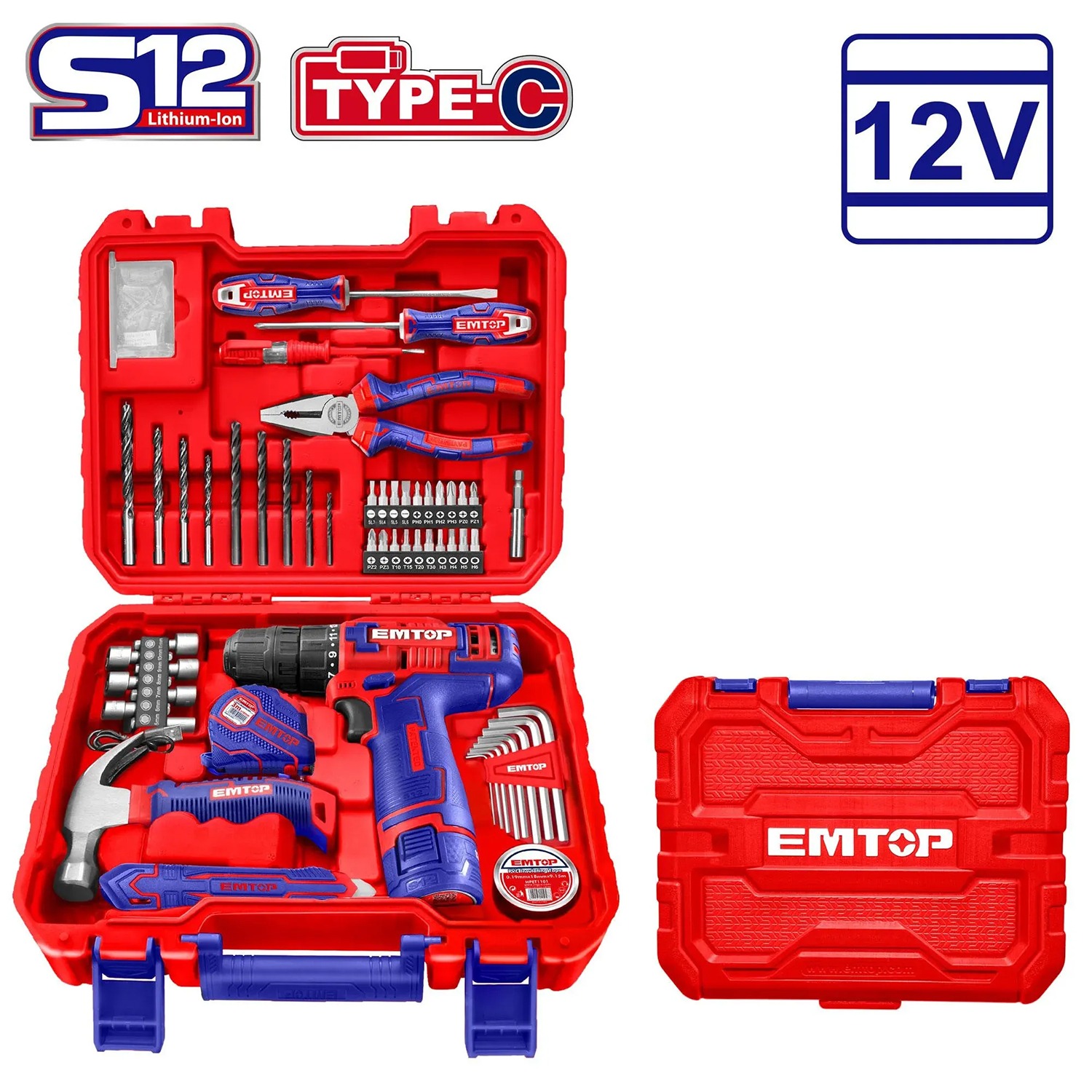 ست‌ دریل شارژی 96 پارچه 12 ولت امتاپ مدل EEDK09601