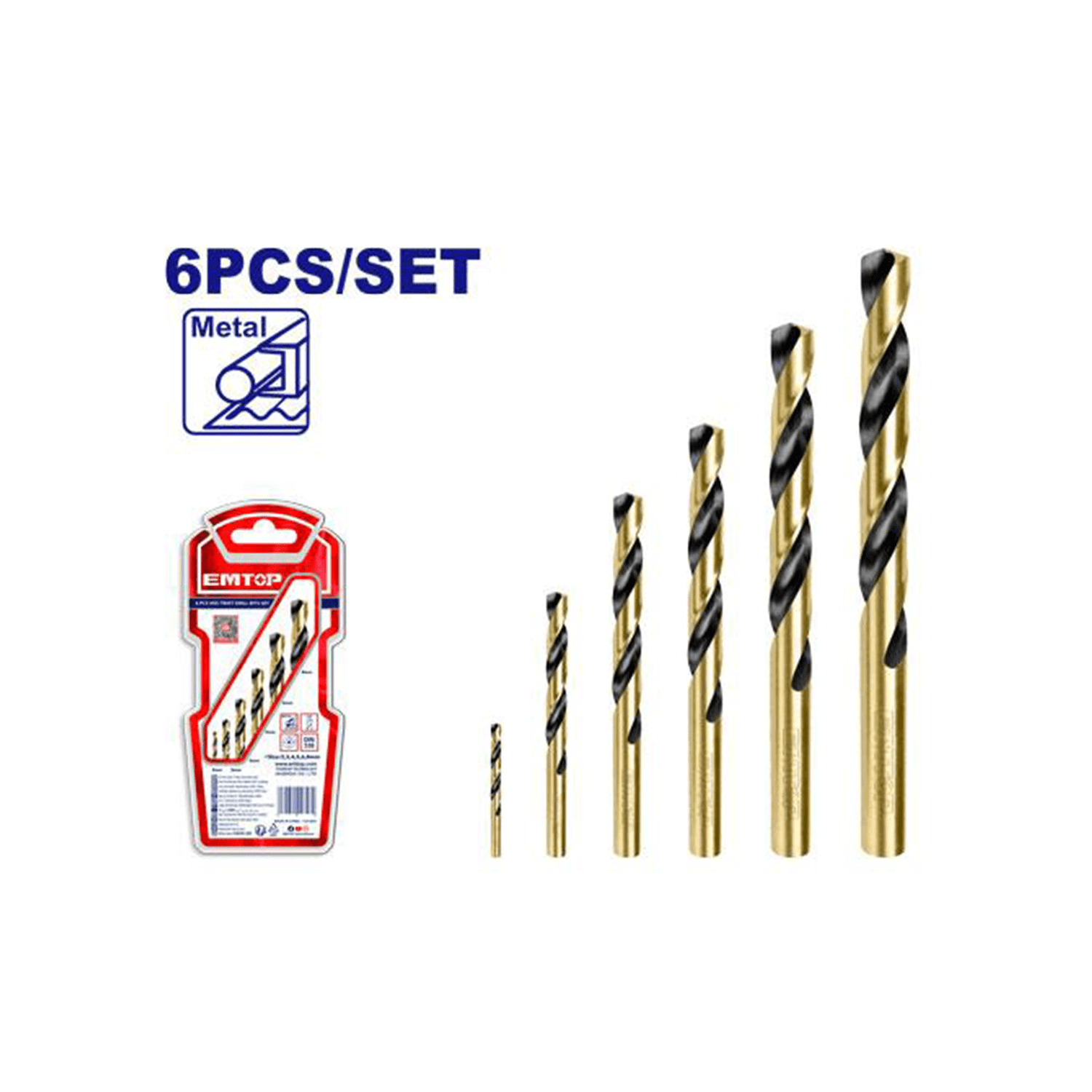 مجموعه 6 عددی مته HSS آهن امتاپ مدل ETDBB11065