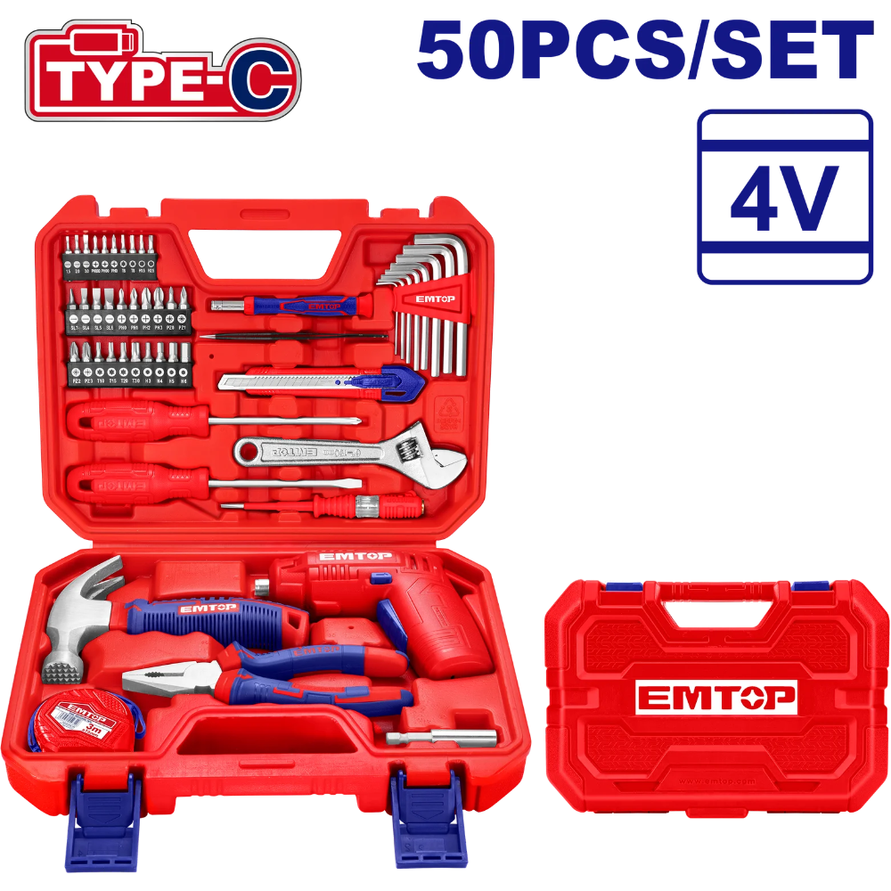 ست ۵۰ عددی ابزار خانگی و پیچ‌گوشتی شارژی امتاپ مدل EEDK05001