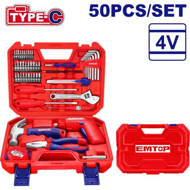 ست ۵۰ عددی ابزار خانگی و پیچگوشتی شارژی امتاپ مدل EEDK05001